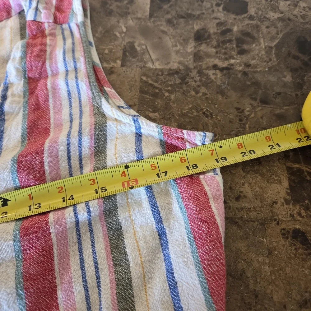 Old‎ Navy sz L slvless striped knee dress linen/rayon button front casual summer